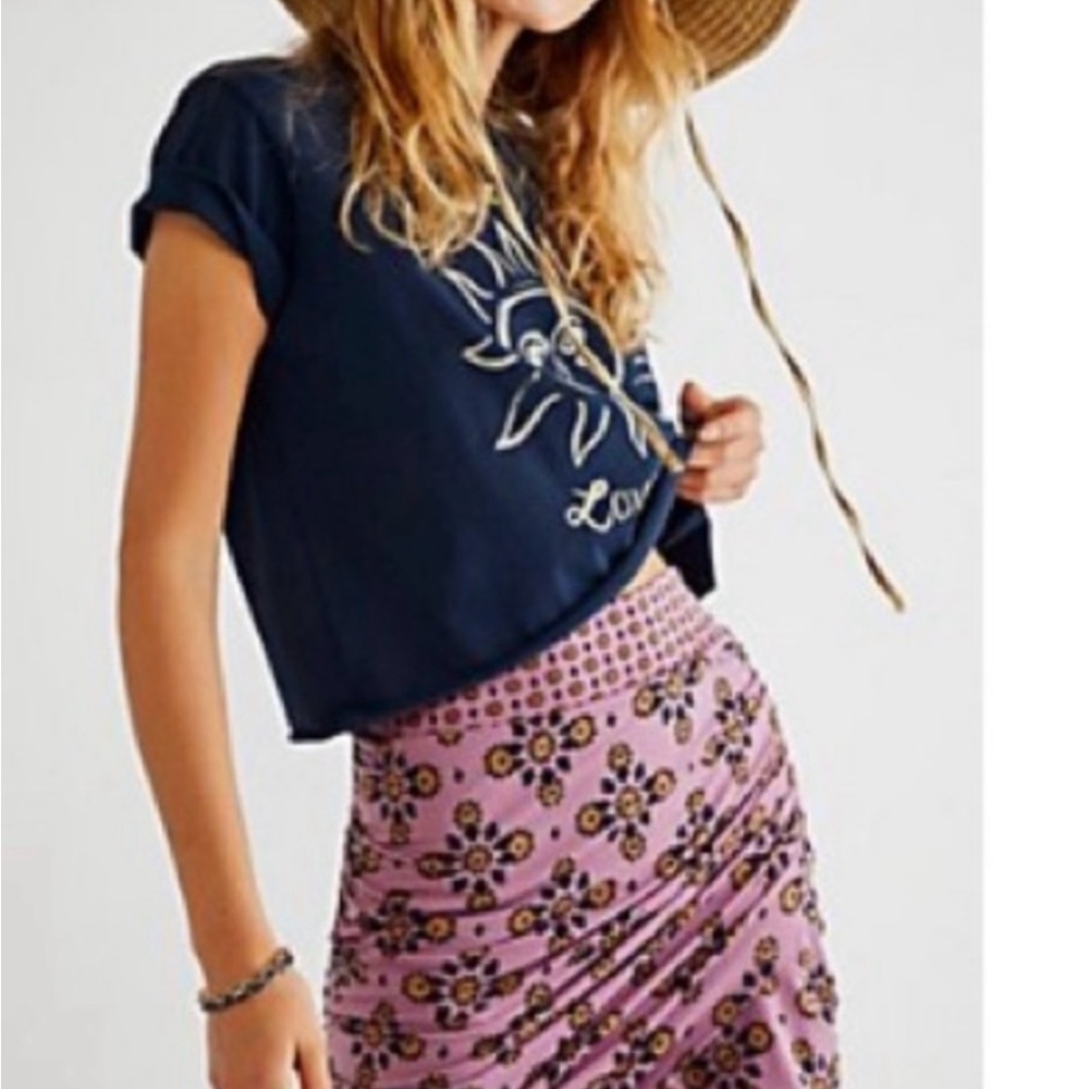 Free People  she's something else Purple Ruched Mini Pencil Skirt